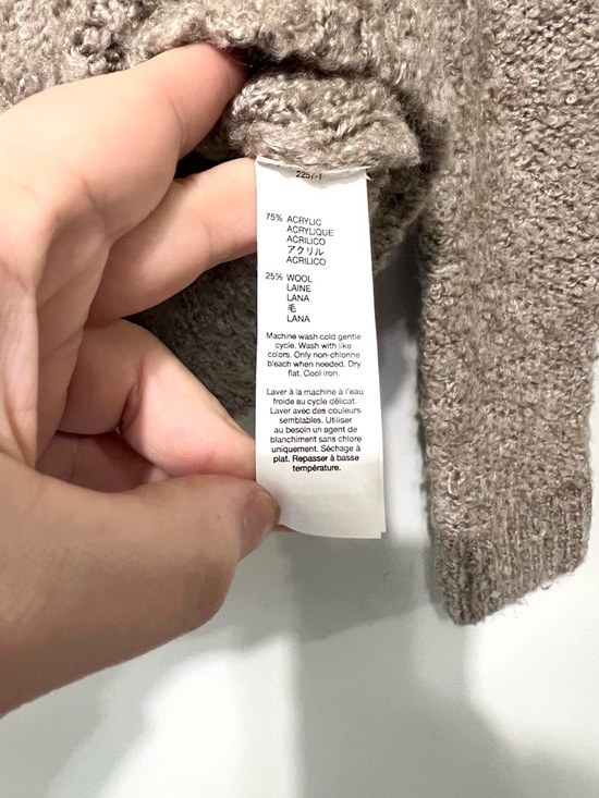 GAP Taupe Brown Cropped Knit Cardigan V-Neck Button Up Wool Blend Size Medium - Picture 5 of 11